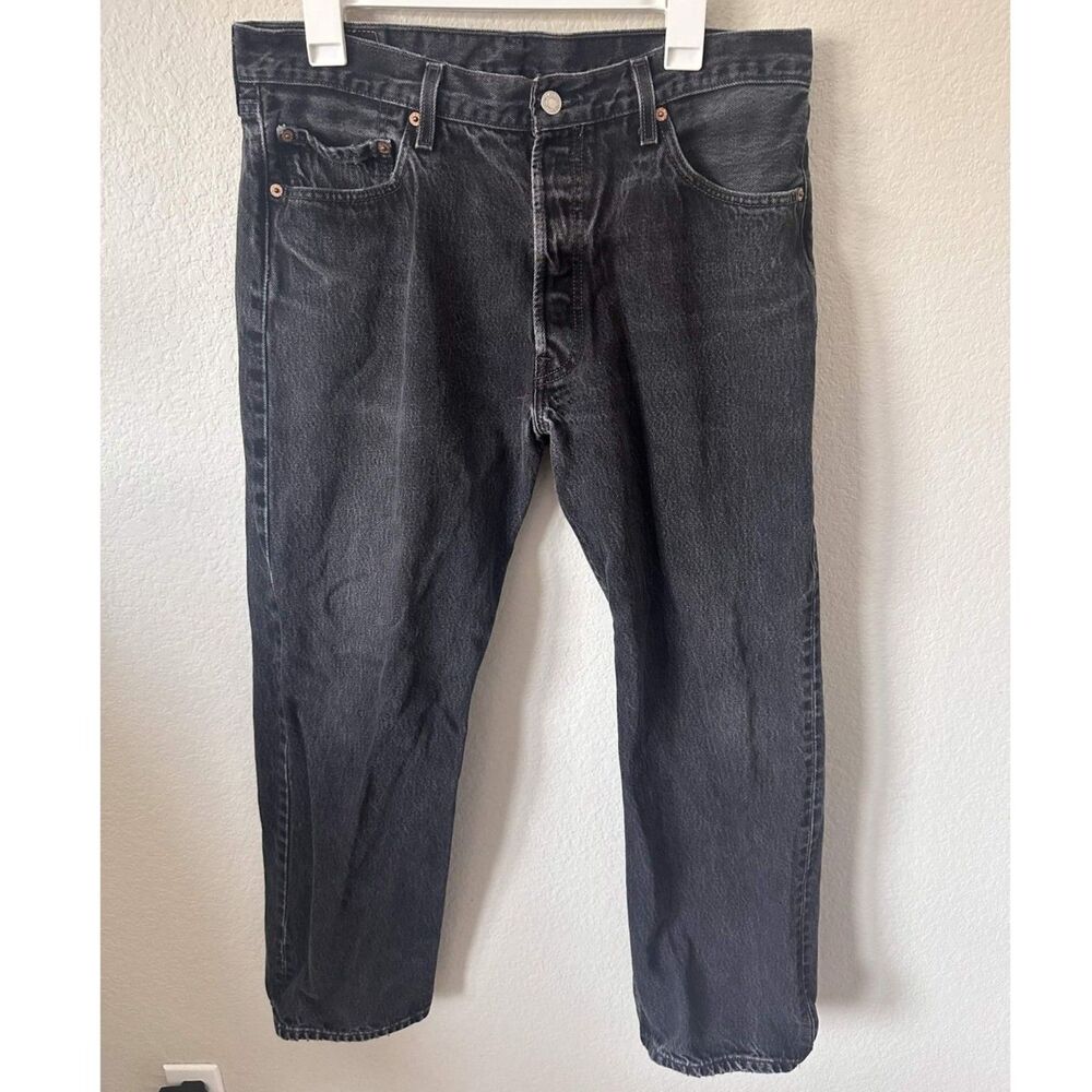 Vintage 2003 Levis 501 0660 Faded Black Jeans Mens 36x30 Straight Leg Y2K Denim